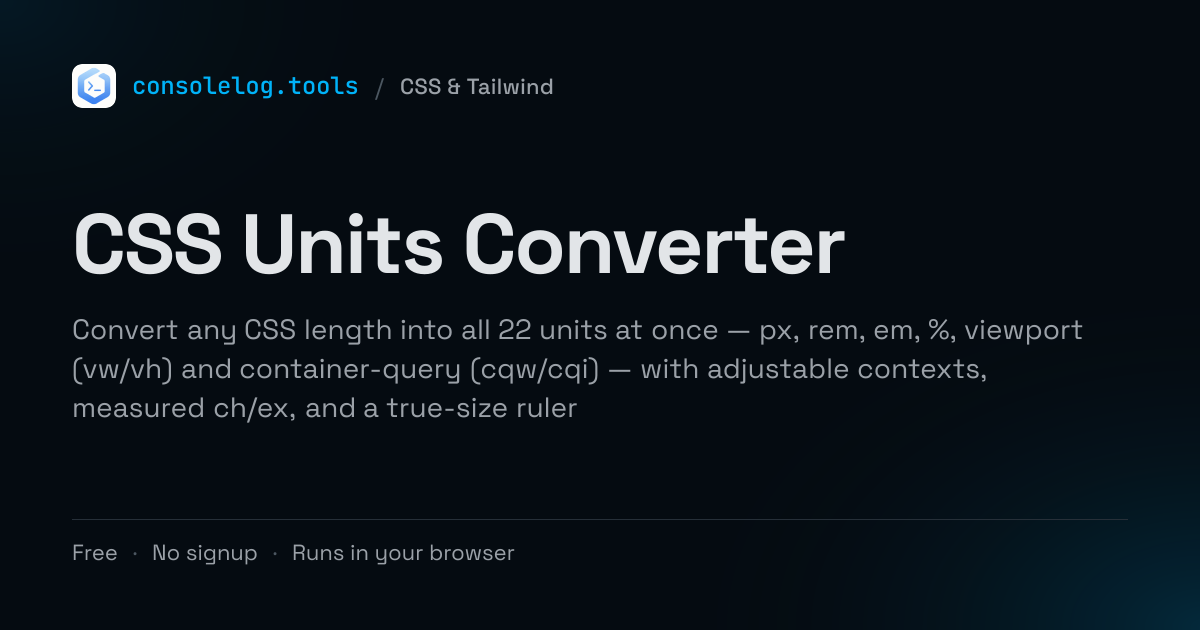 CSS Units Converter - Free Online Tool | consolelog.tools